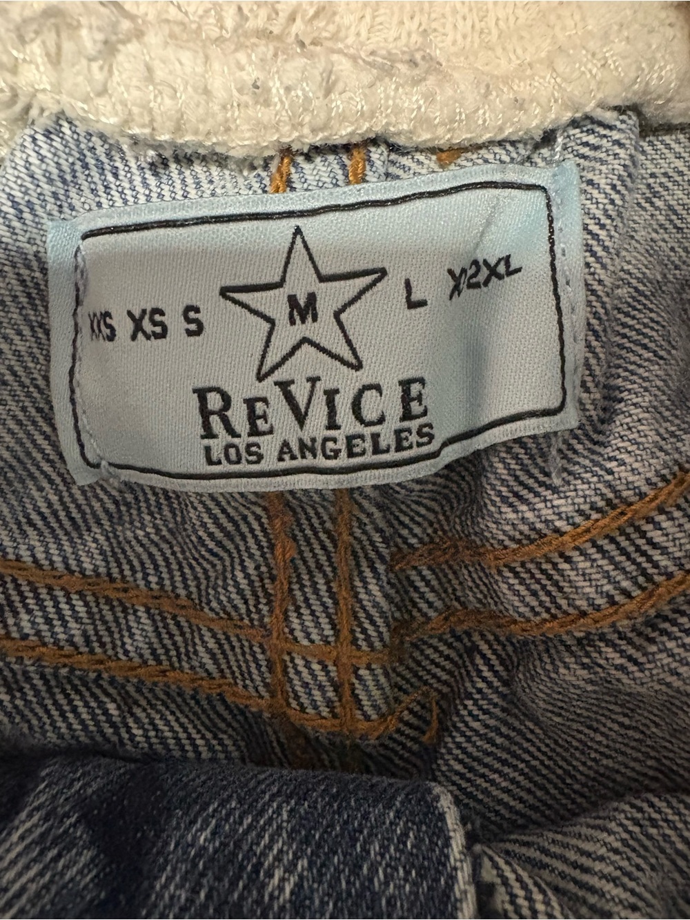 REVICE Relaxed Washed Blue Denim Jeans with Cream Waistband - Picture 3 of 4